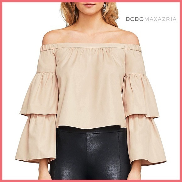 BCBGMaxAzria Off The Shoulder Bell Top